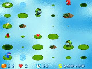 Jump with little dragon in the lake, eat fruits, collect diamonds and prizes.