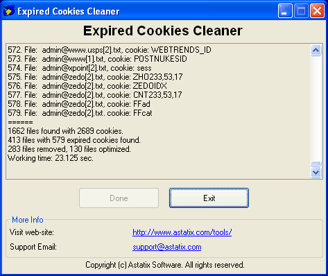 Screenshot of Expired Cookies Cleaner 1.0