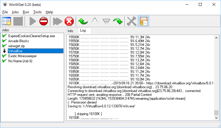 WinWget. Main screen. Wget GUI for Windows.